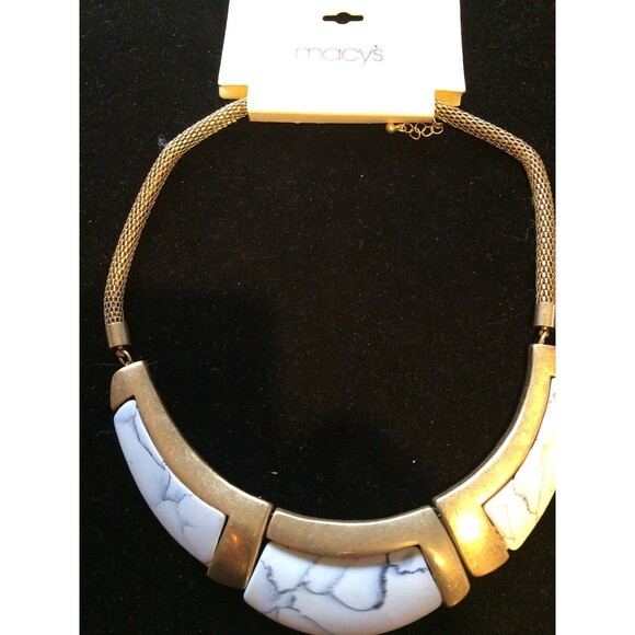 Macy's Gold-Tone Collar Necklace With Faux Stone NWT - Picture 3 of 3